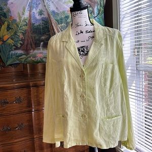 Chico's blazer Linen in pale soft lime color